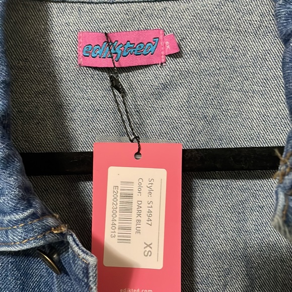 Edikted - Dalia Oversized Denim Jacket - Dark Blue - XS - Picture 4 of 4